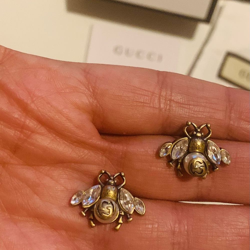 Gucci Bee earrings / Stud with crystals - Picture 4 of 8